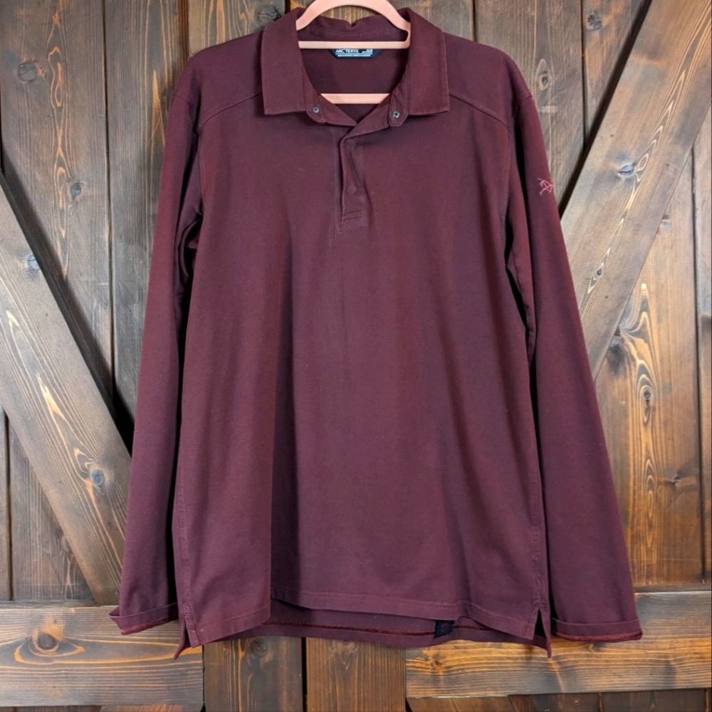 Arc'teryx Maroon Long Sleeve Polo Shirt (size:M)